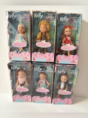 Full Set of 6 2003 Barbie Swan Lake Kelly Dolls 4” NIB
